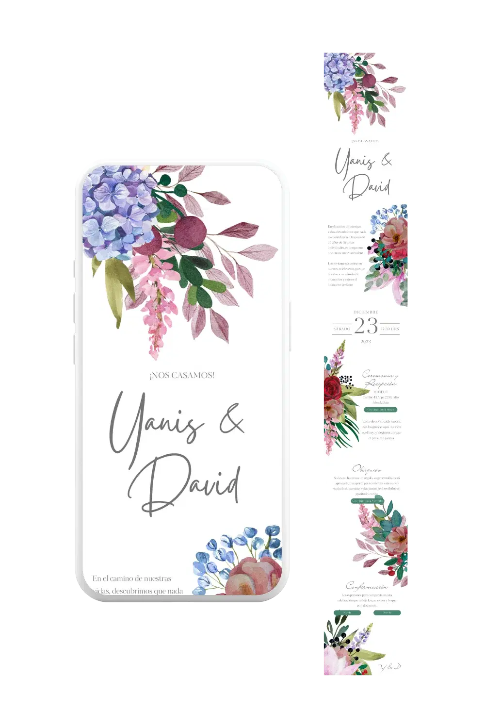 Invitación digital de matrimonio personalizada — ejemplo de diseño 1 Invite-me
