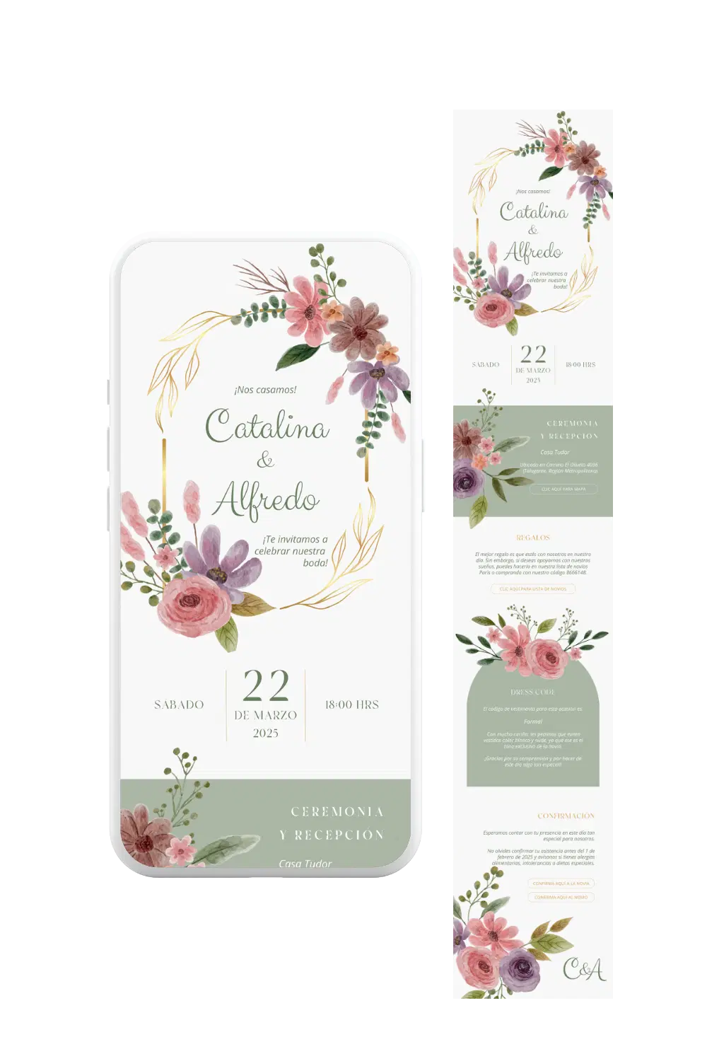 Invitación digital de matrimonio personalizada — ejemplo de diseño 10 Invite-me