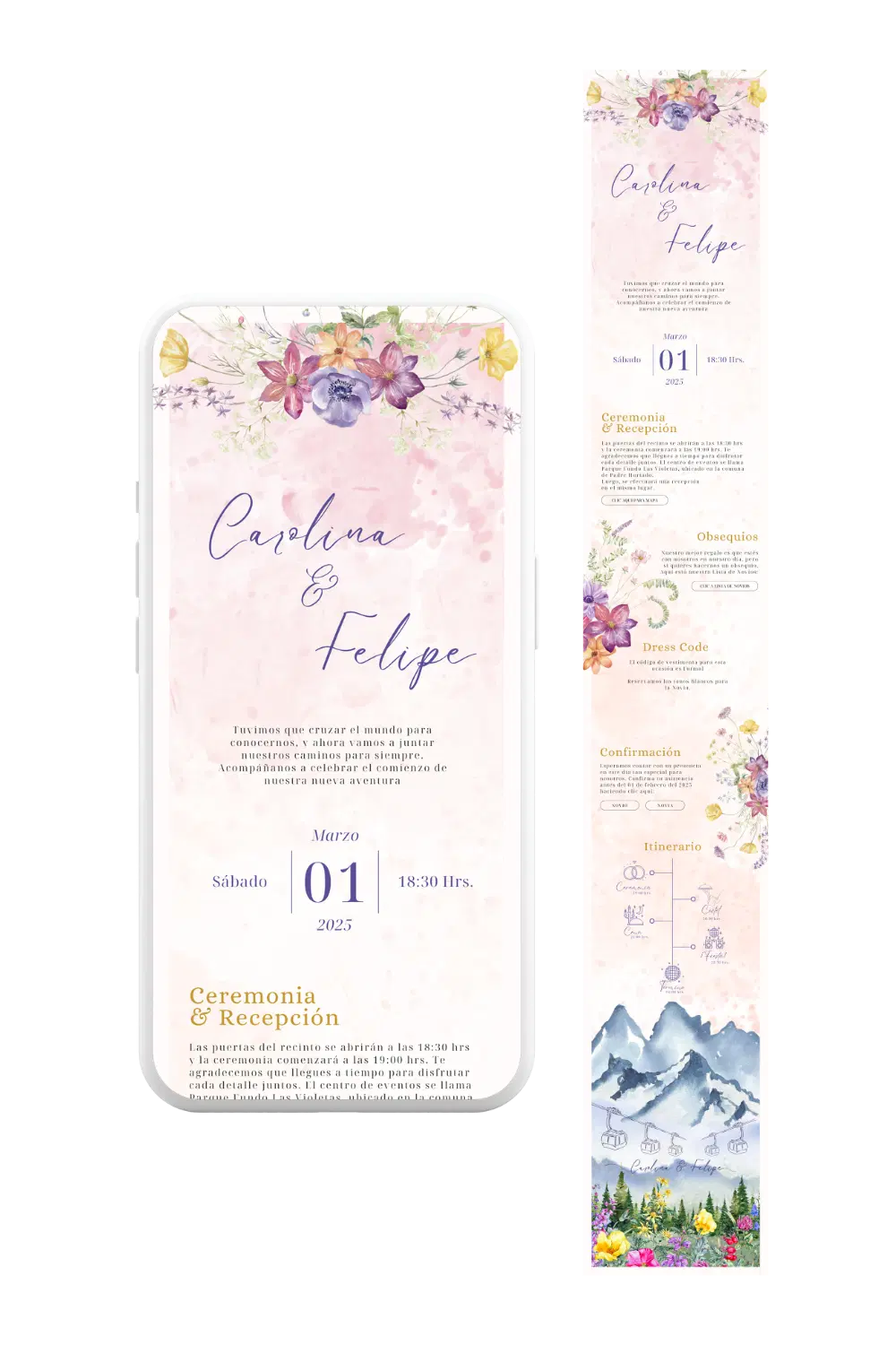 Invitación digital de matrimonio personalizada — ejemplo de diseño 12 Invite-me
