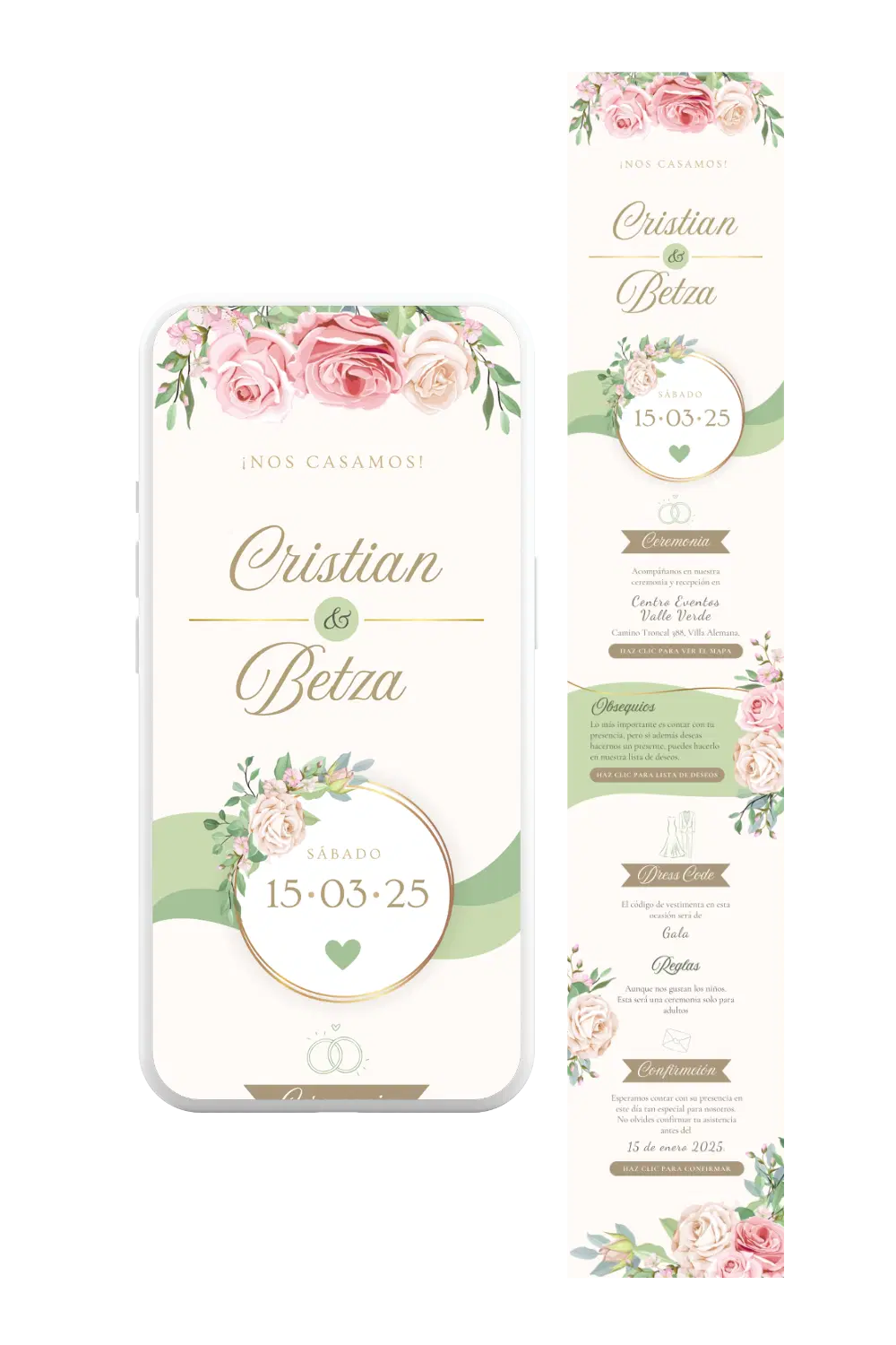 Invitación digital de matrimonio personalizada — ejemplo de diseño 13 Invite-me