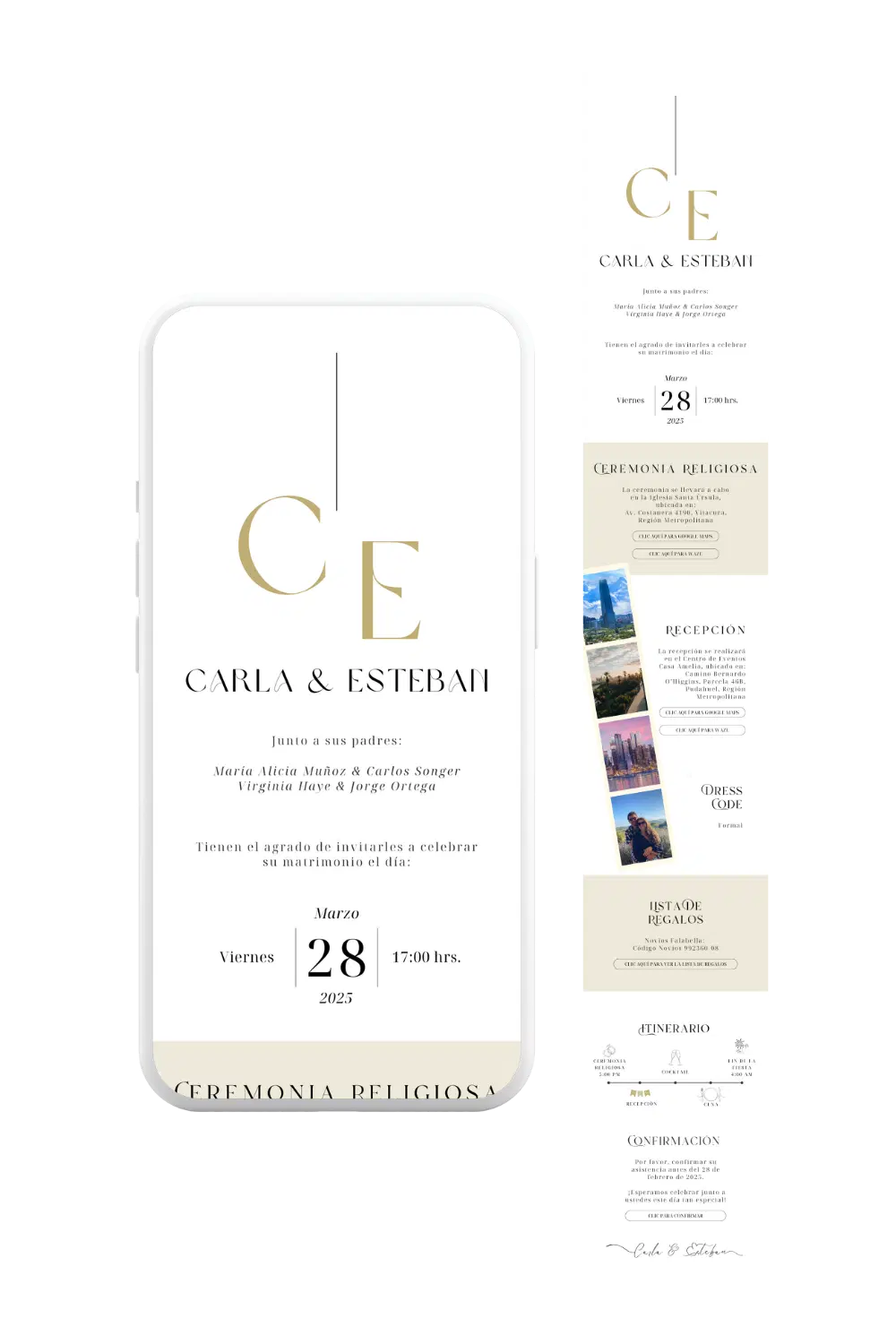 Invitación digital de matrimonio personalizada — ejemplo de diseño 14 Invite-me