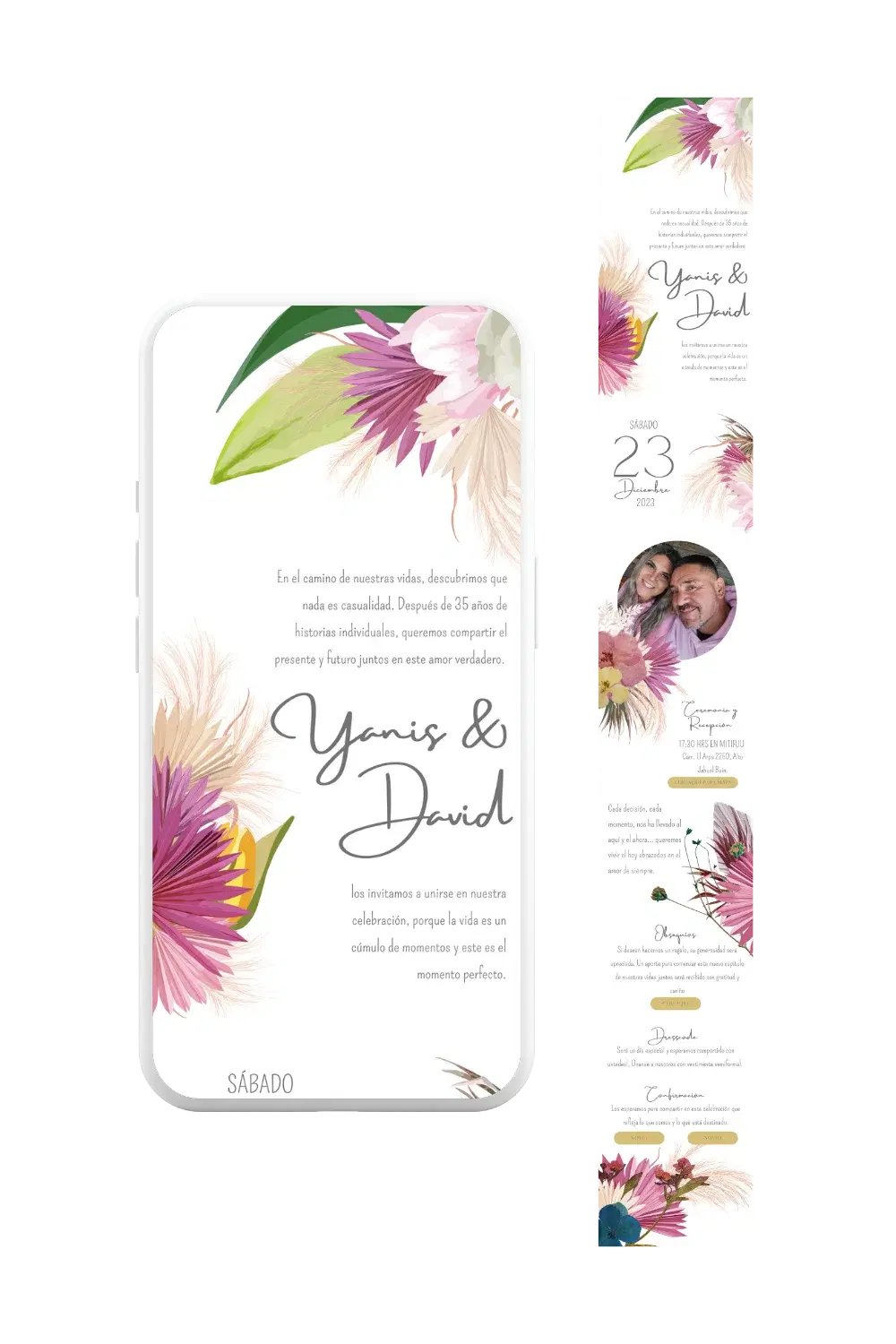 Invitación digital de matrimonio personalizada — ejemplo de diseño 2 Invite-me