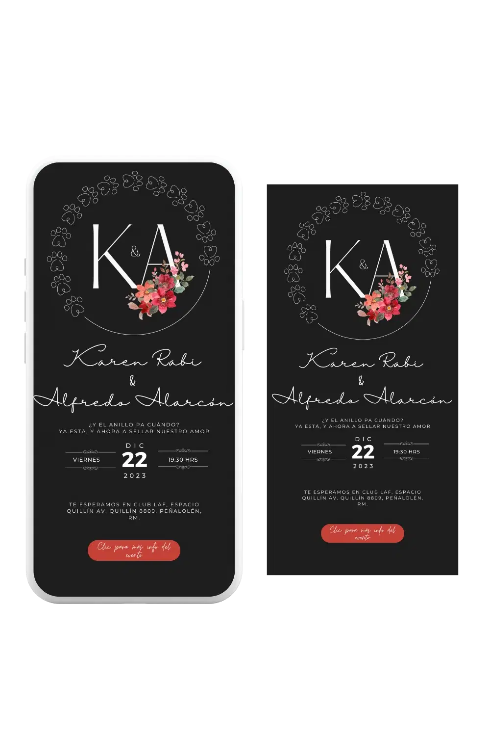 Invitación digital de matrimonio personalizada — ejemplo de diseño 3 Invite-me