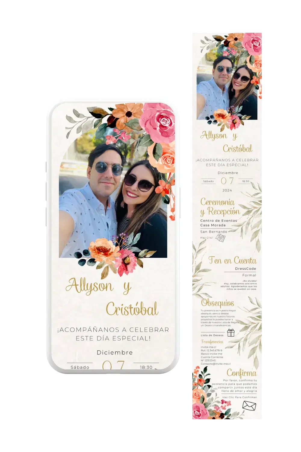 Invitación digital de matrimonio personalizada — ejemplo de diseño 7 Invite-me