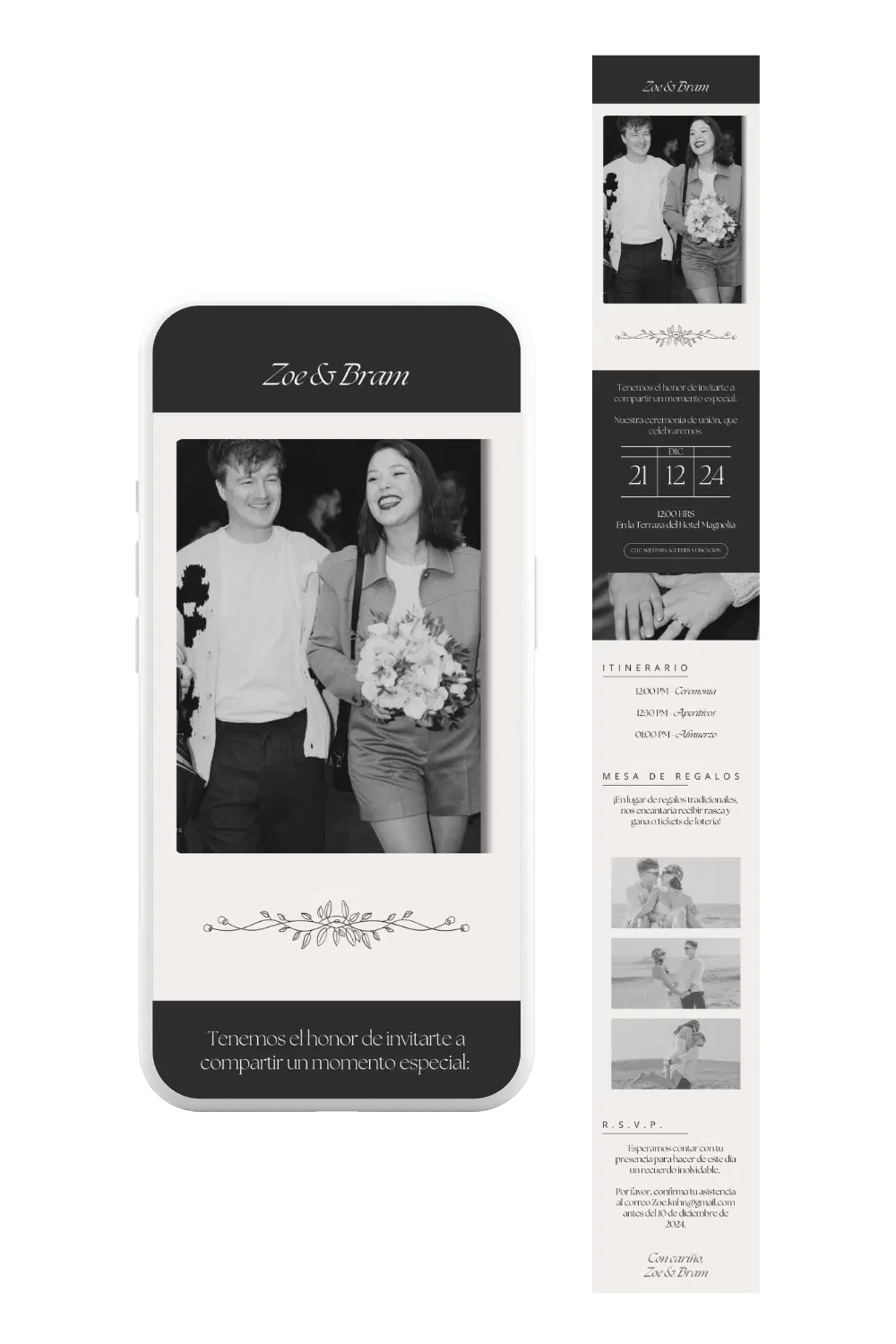 Invitación digital de matrimonio personalizada — ejemplo de diseño 8 Invite-me