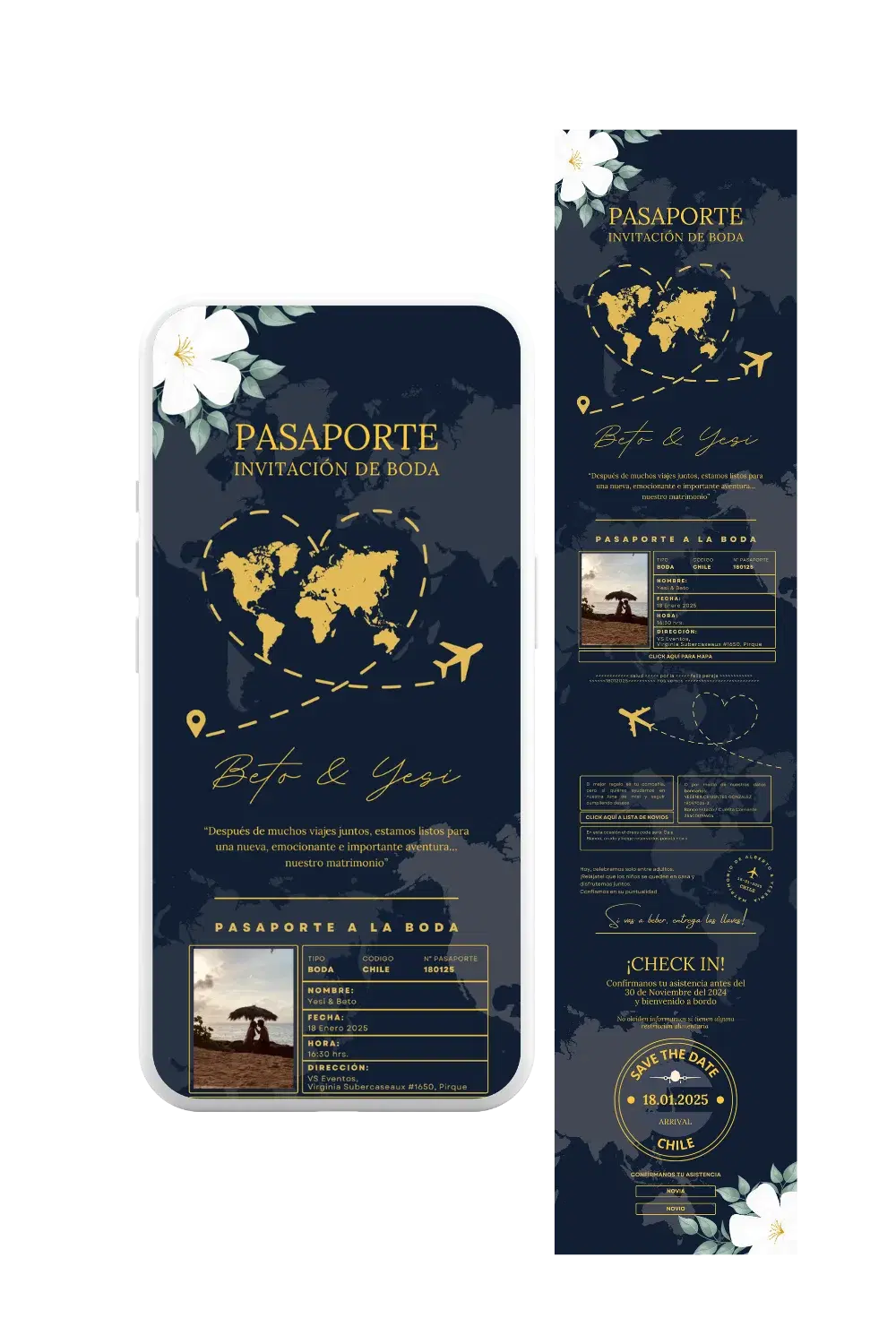 Invitación digital de matrimonio personalizada — ejemplo de diseño 9 Invite-me